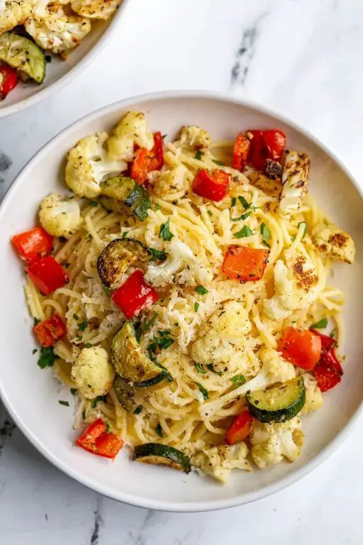 Garlic Butter Noodles with Roasted Vegetables