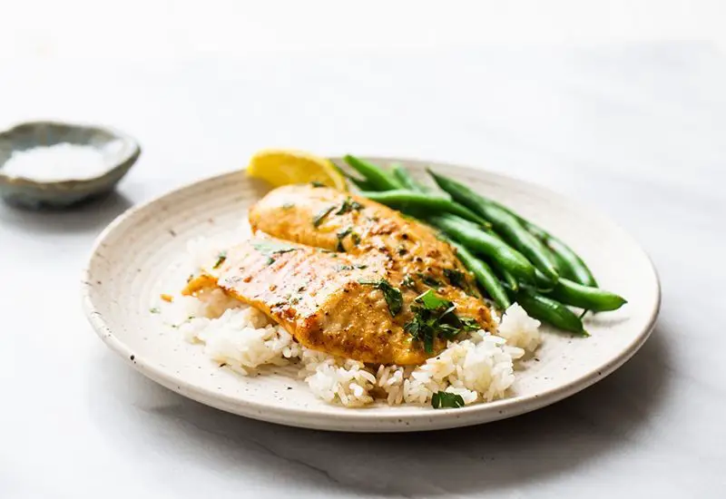 Garlic Butter Tilapia with Garlic Fried Rice