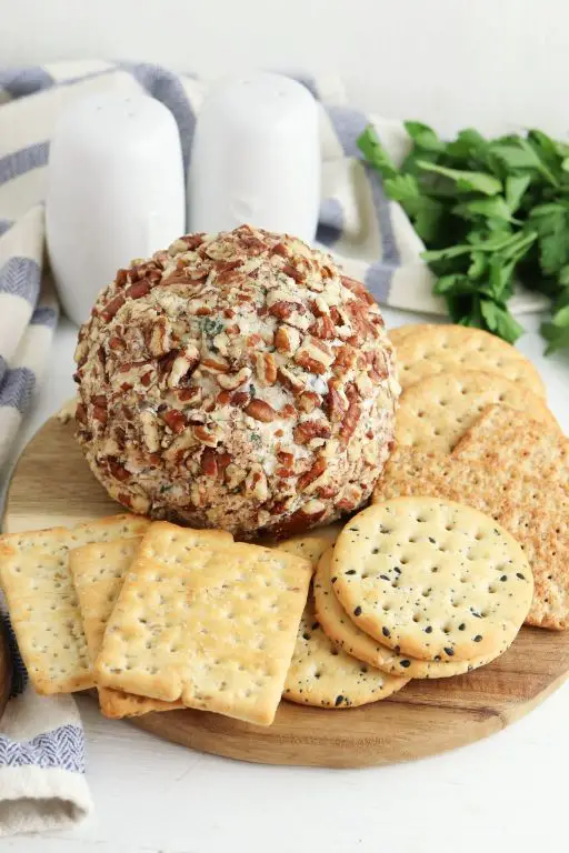 Garlic Herb Cheese Ball with Crackers