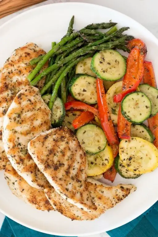 Garlic Herb Grilled Chicken Breast with Roasted Vegetables