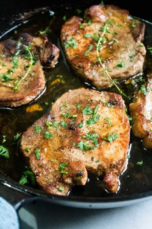 Garlic Herb Pan Fried Pork Chops