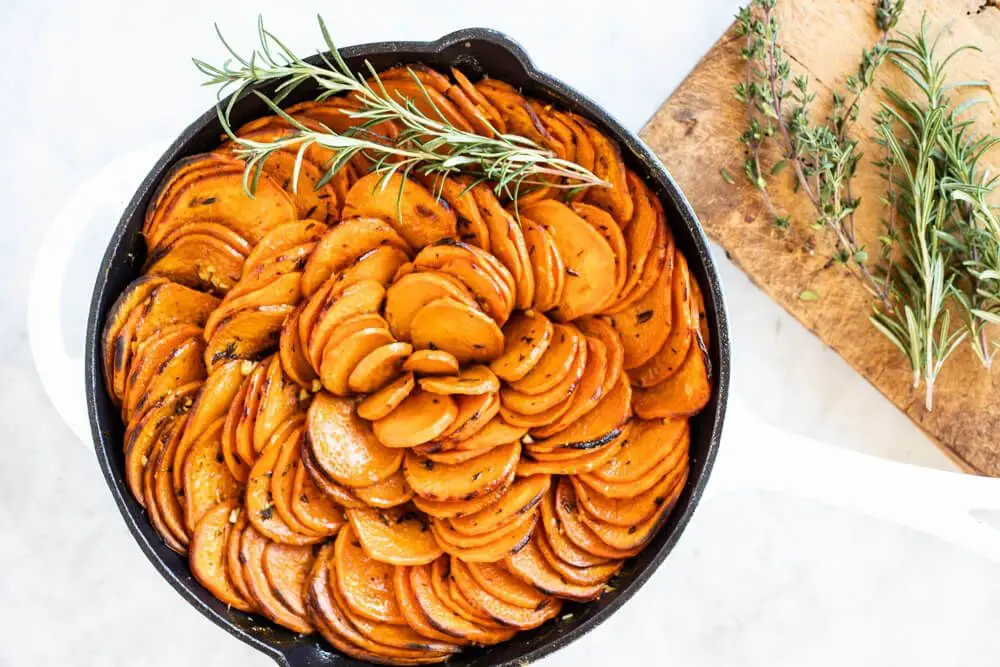 Garlic Herb Sliced Sweet Potato Rounds