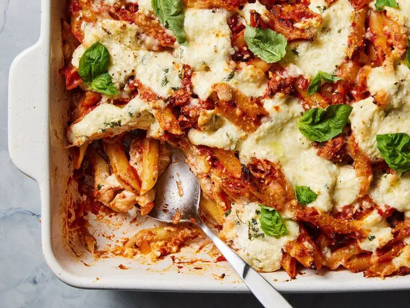 Garlic Parmesan Baked Mostaccioli