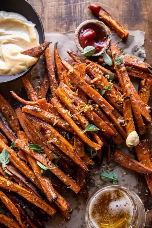 Garlic Parmesan Fried Sweet Potato Fries