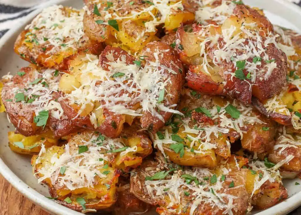 Garlic Parmesan Smashed Potatoes