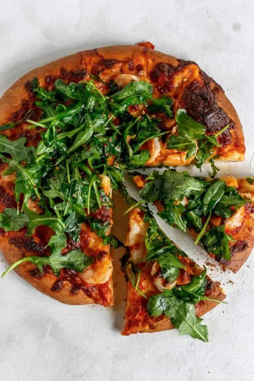 Garlic Shrimp and Arugula Pizza
