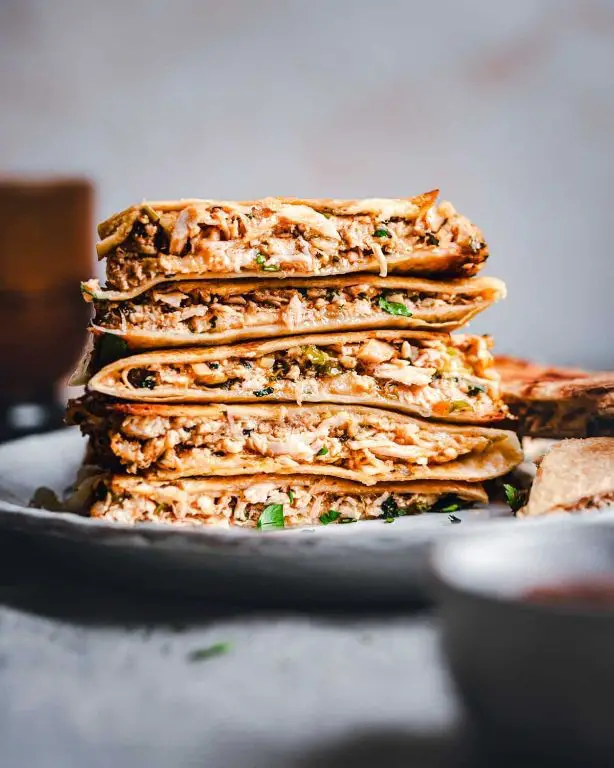 Garlicky Shredded Chicken Quesadillas