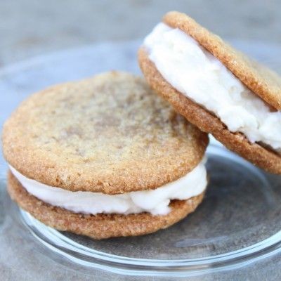 Ginger Snap Ice Cream Sandwiches with Vanilla Ice Cream