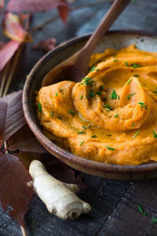 Ginger Soy Smashed Sweet Potatoes