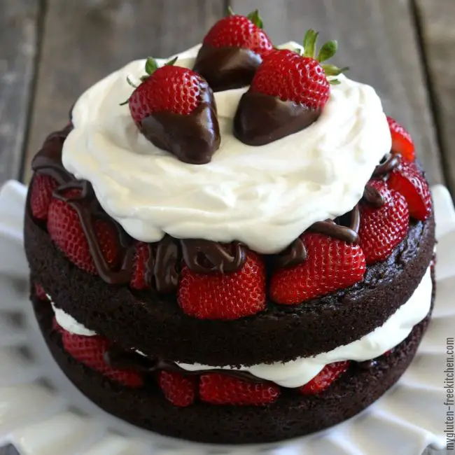 Gluten Free Chocolate Sponge Cake with Strawberry Filling