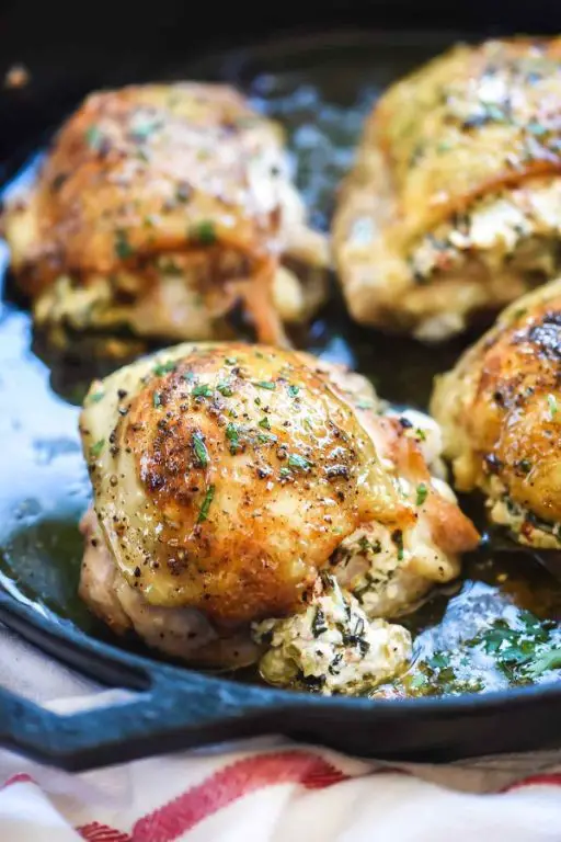 Goat Cheese and Mushroom Stuffed Chicken Thighs