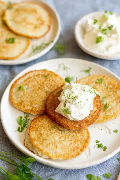 Golden Potato Pancakes with Sour Cream