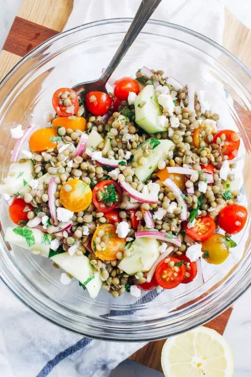 Greek Lentil Salad with Cucumber and Tomatoes