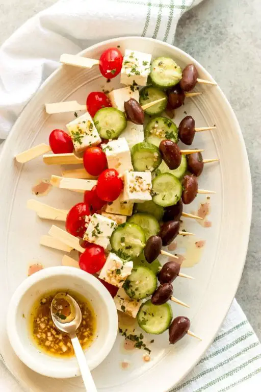 Greek Salad Skewers with Feta and Olives