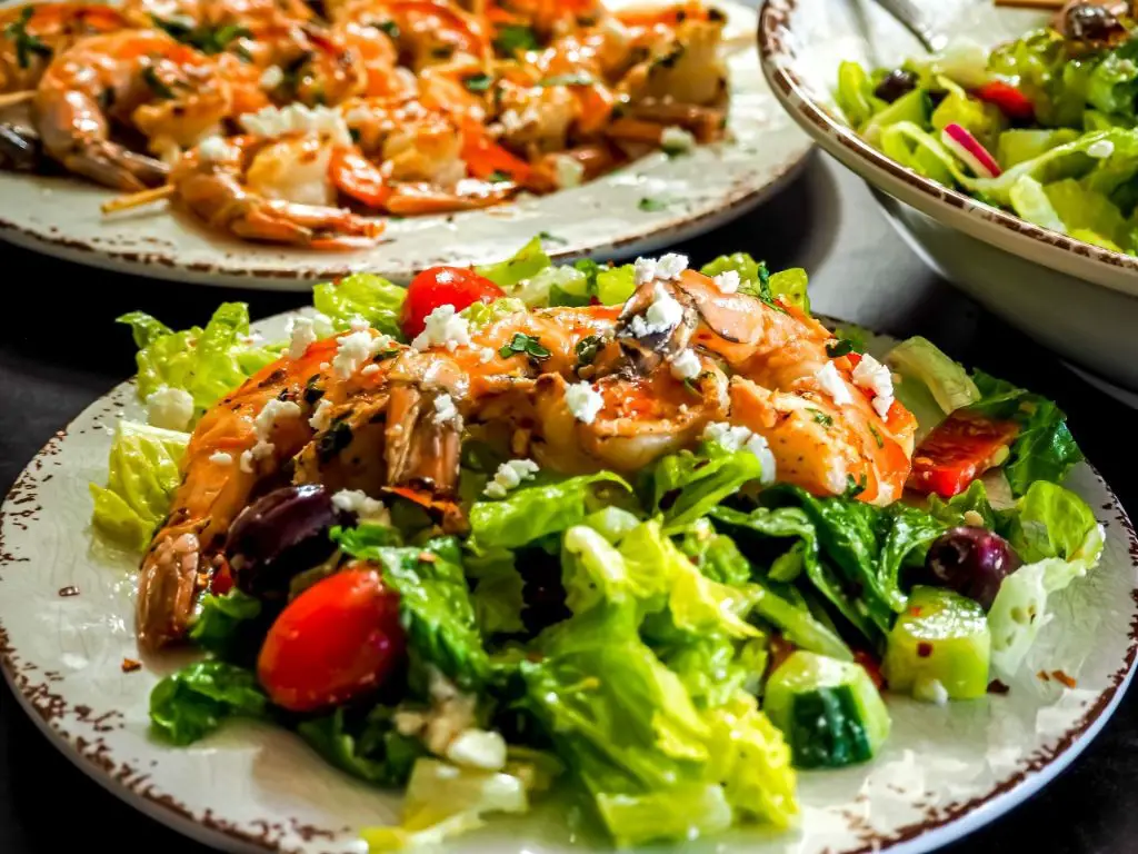 Greek Salad with Grilled Shrimp