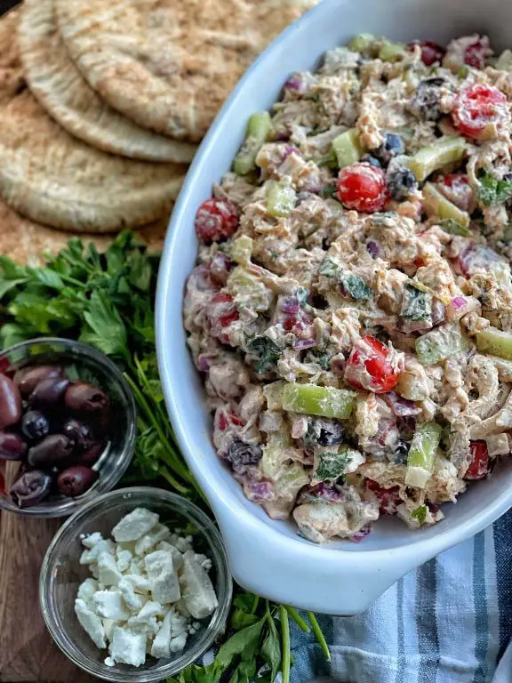 Greek-Inspired Rotisserie Chicken Salad with Feta and Olives