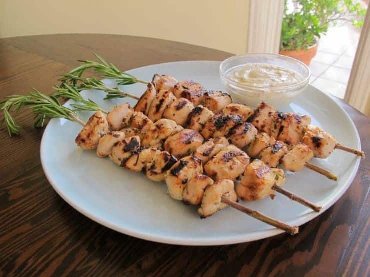 Green Fig and Chicken Skewers with Rosemary