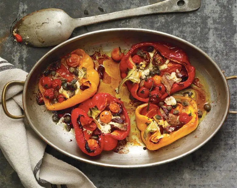 Grilled Anchovies with Roasted Peppers