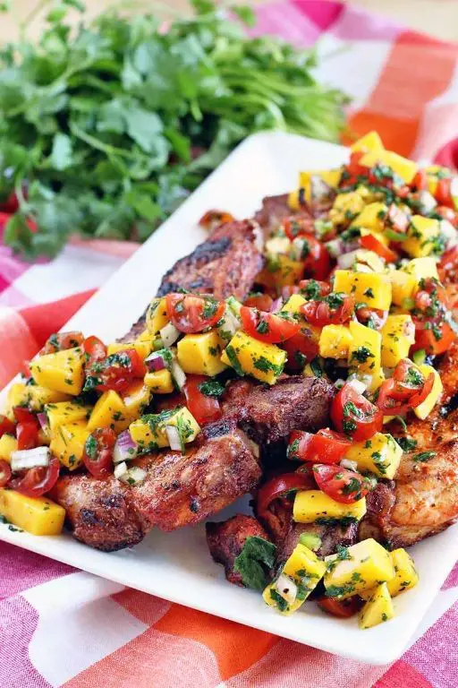 Grilled Blackstone Pork Chops with Mango Chutney