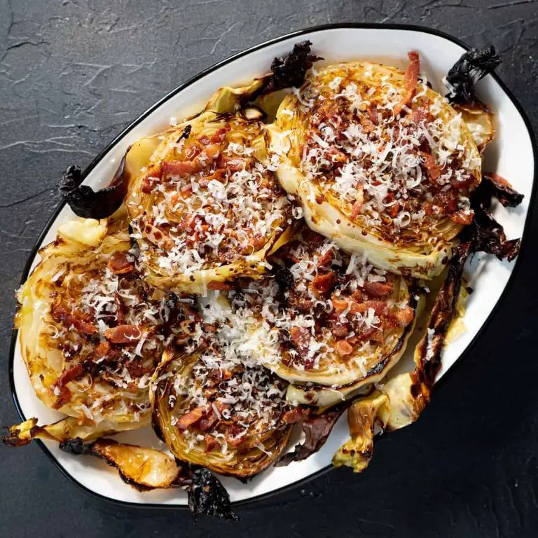 Grilled Cabbage Steaks with Bacon Drizzle