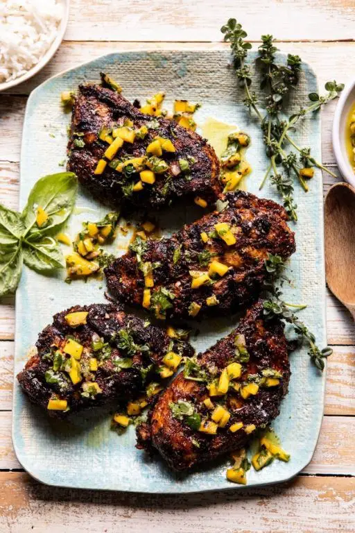 Grilled Caribbean Chicken with Mango Glaze