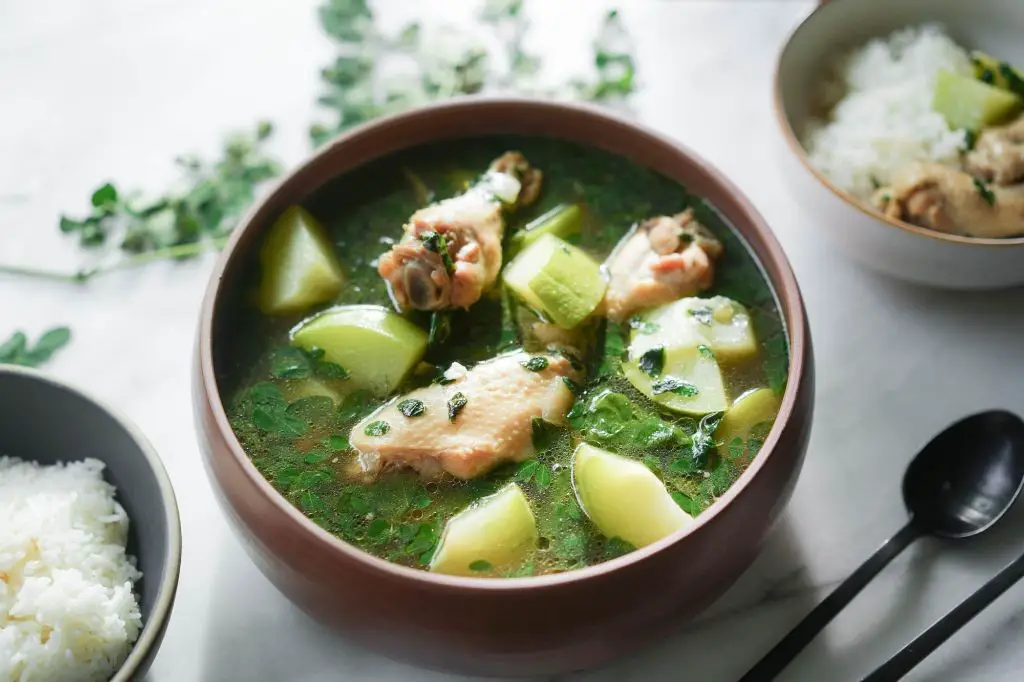 Grilled Chicken Tinola with Malunggay