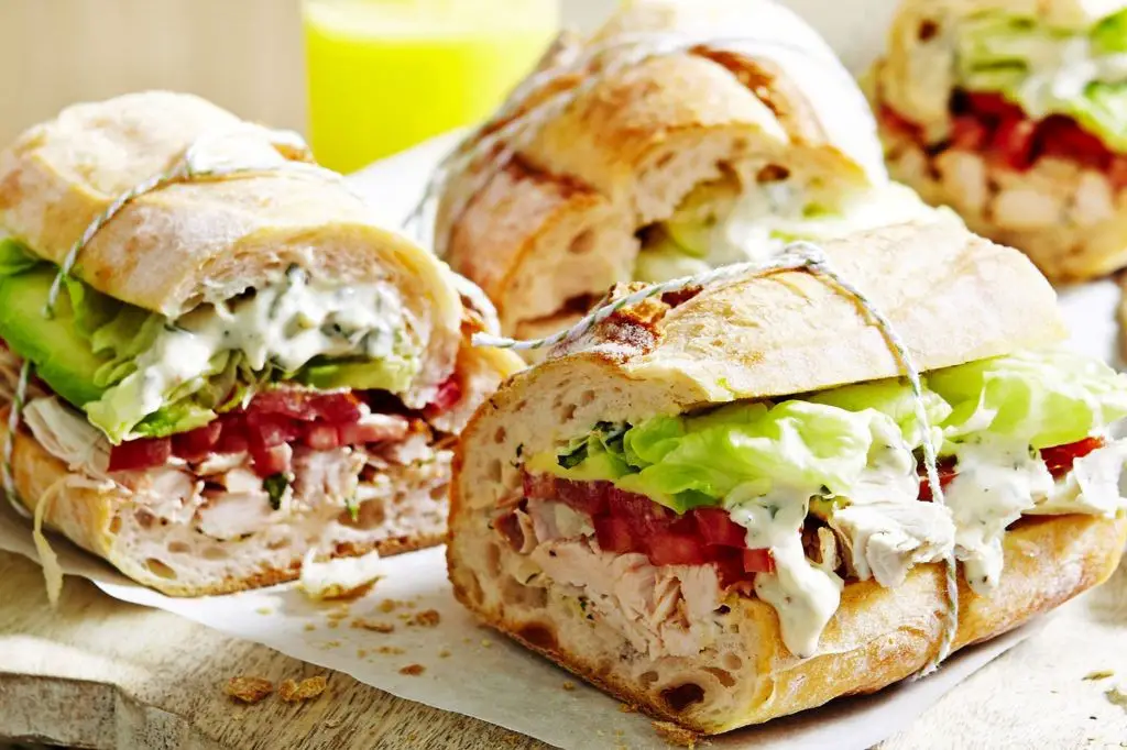 Grilled Chicken and Avocado Baguette Sandwich