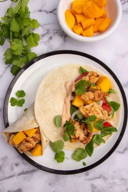 Grilled Chicken and Mango Salsa Wraps