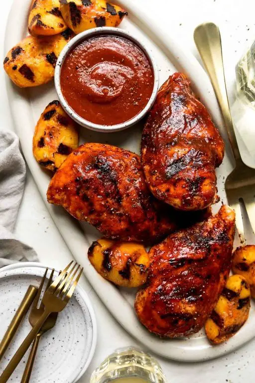 Grilled Chicken with Peach BBQ Sauce