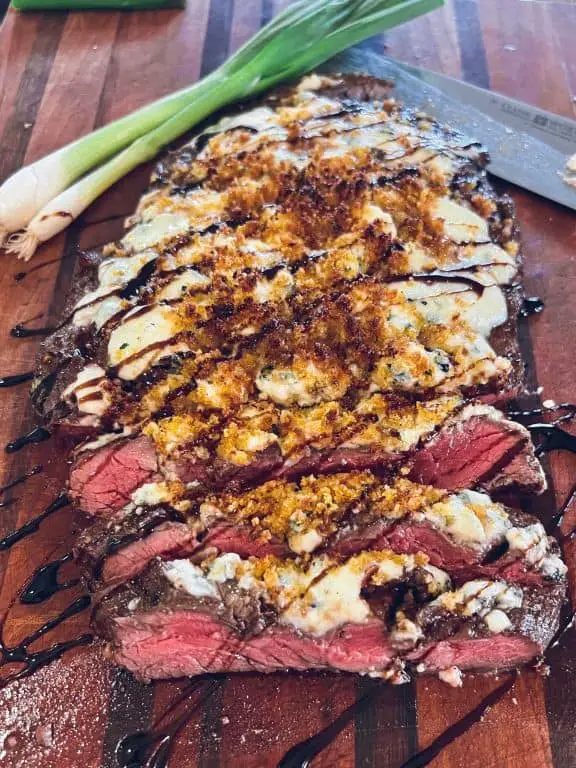 Grilled Flank Steak with Blue Cheese Sauce