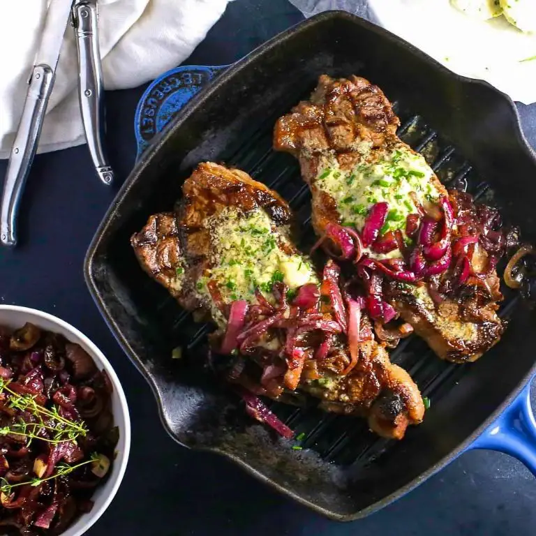Grilled Hanger Steak with Blue Cheese Butter
