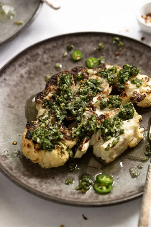 Grilled Kohlrabi Steaks with Chimichurri Sauce