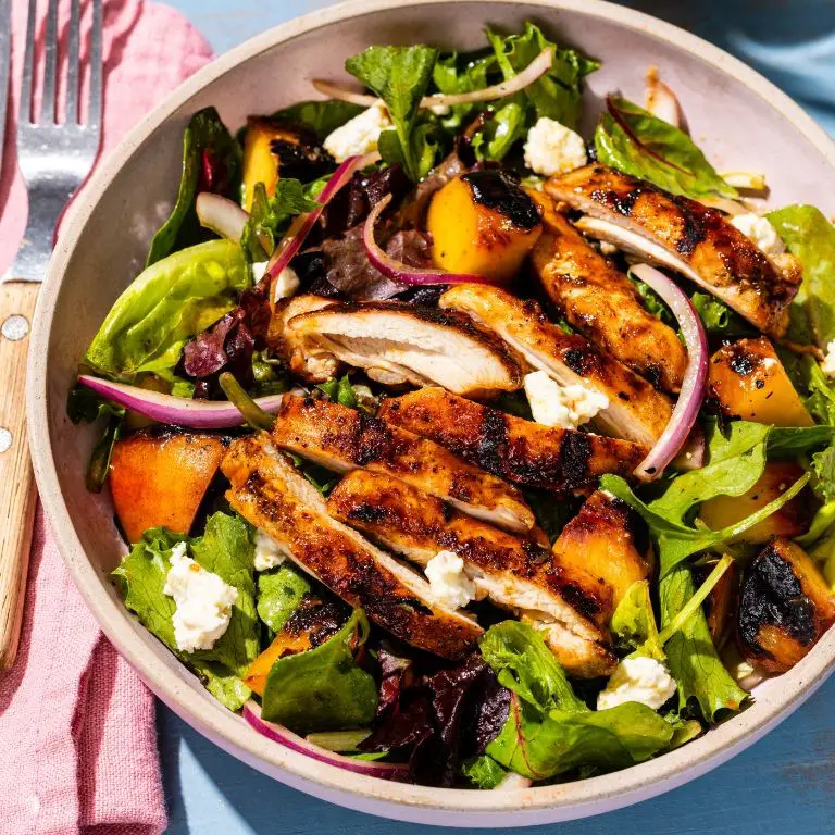 Grilled Peach and BBQ Chicken Salad