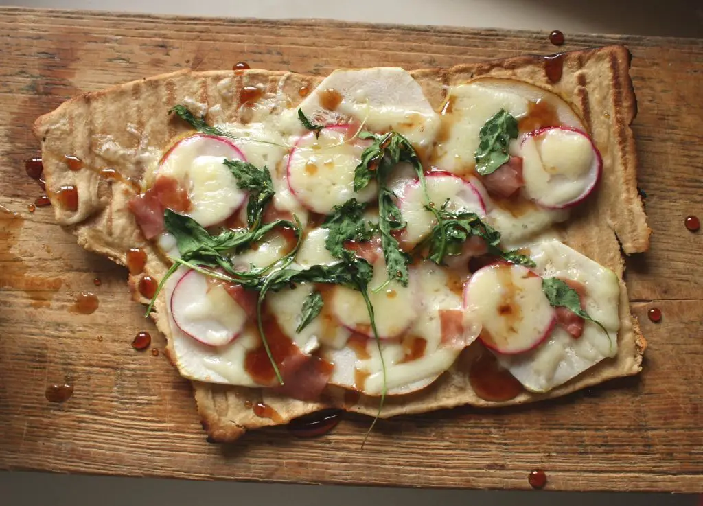 Grilled Pear and Arugula Flatbread