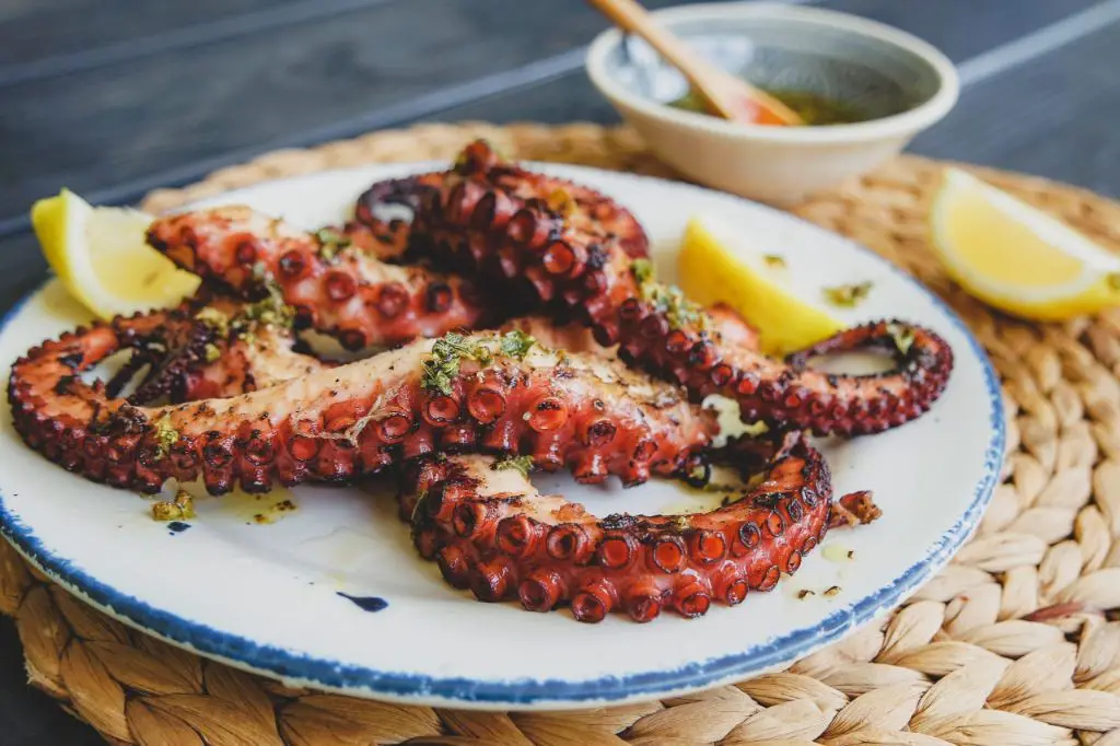 Grilled Pre Cooked Octopus with Lemon and Herbs