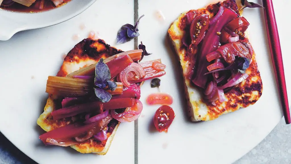Grilled Rhubarb and Halloumi Skewers