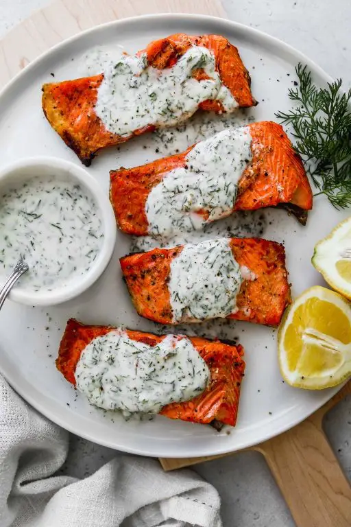 Grilled Salmon with Dill Yogurt Sauce