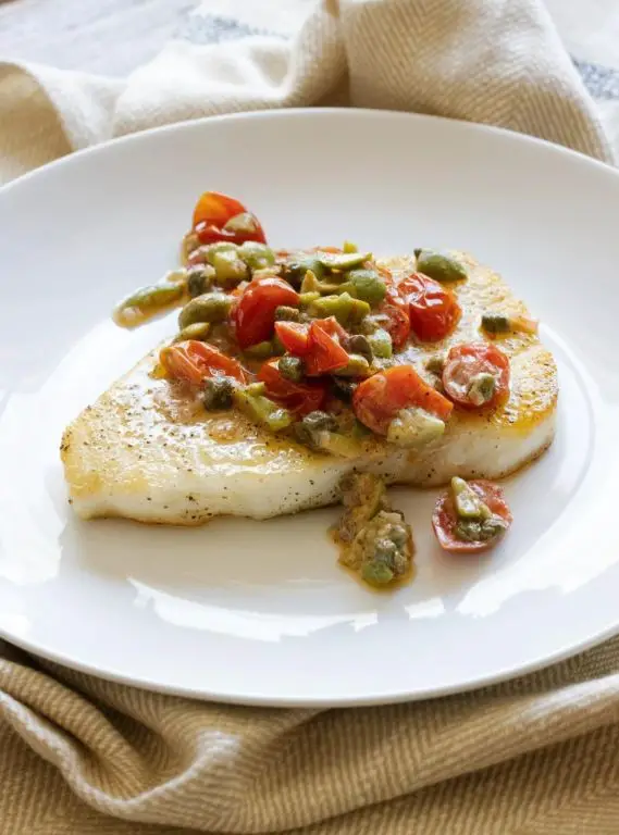 Grilled Sea Bass with Tomato Basil Relish