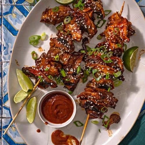 Grilled Shiitake Mushroom Skewers with Soy Glaze