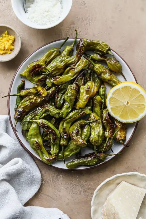 Grilled Shishito Peppers with Lime Zest