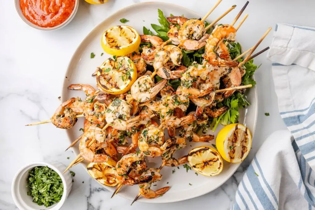 Grilled Shrimp Spedini with Lemon Herb Marinade