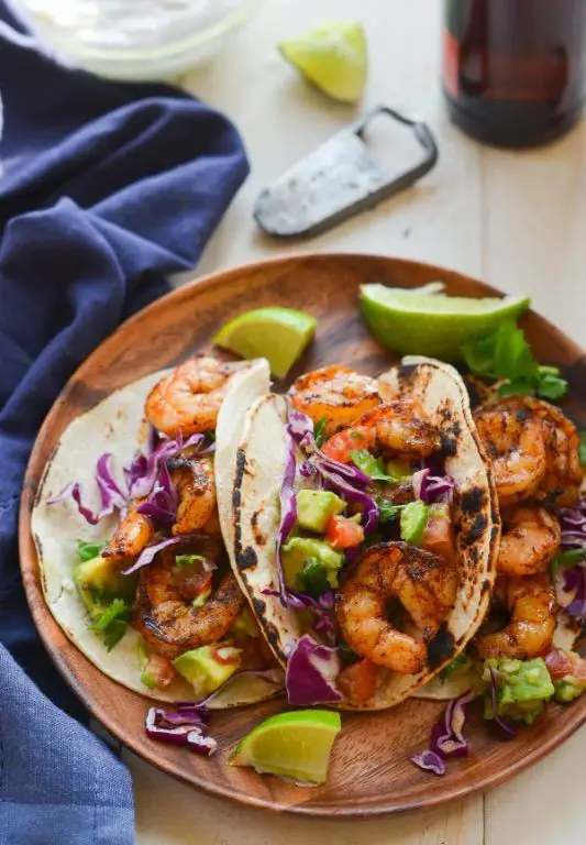 Grilled Shrimp Tacos with Avocado Salsa