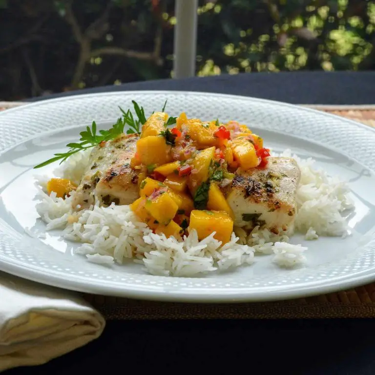 Grilled Tilapia with Mango Salsa and Coconut Rice