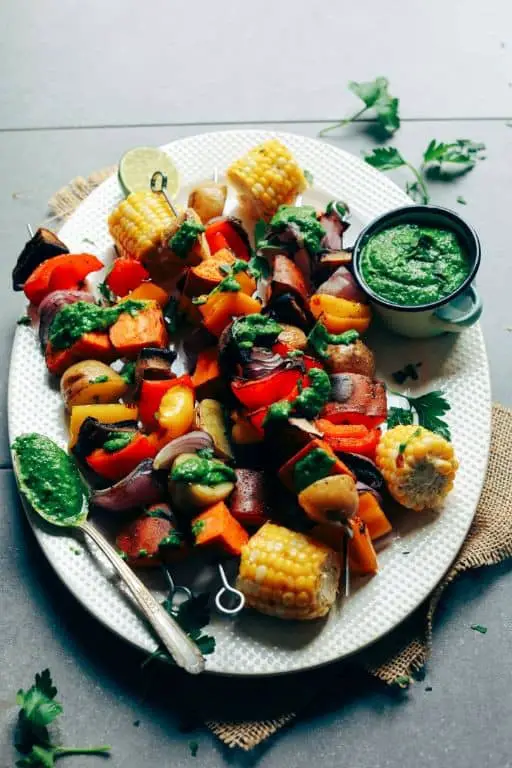 Grilled Vegetable Kebabs with Chimichurri