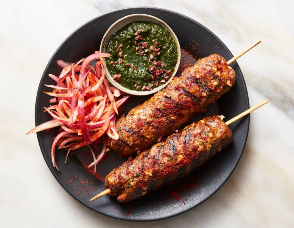 Grilled Vegetable Kebabs with Mint Chutney
