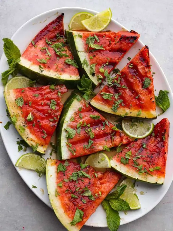 Grilled Watermelon with Honey Lime Glaze