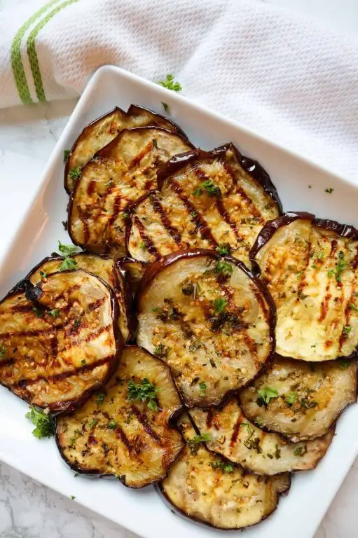 Grilled White Eggplant with Garlic and Herbs