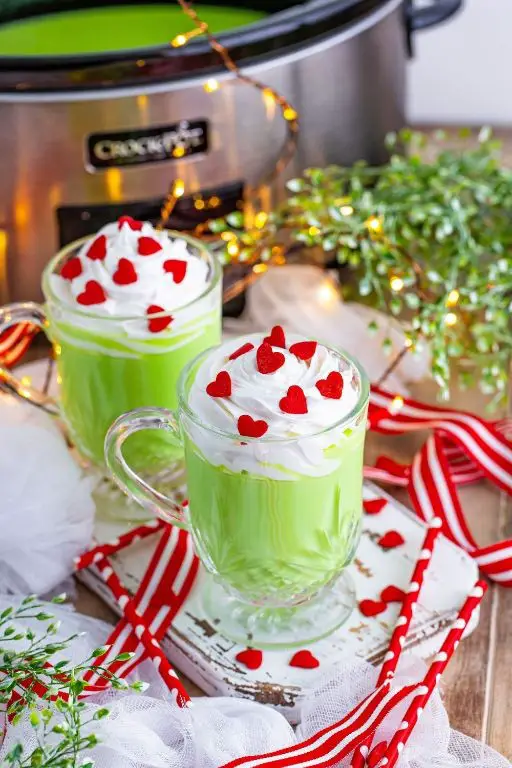 Grinch Hot Chocolate with Whipped Cream