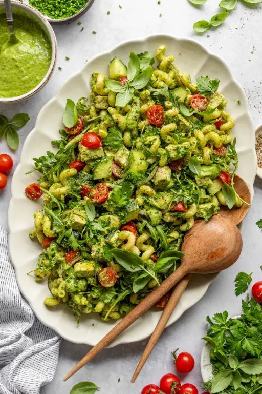 Grinch Pasta Salad with Avocado Dressing