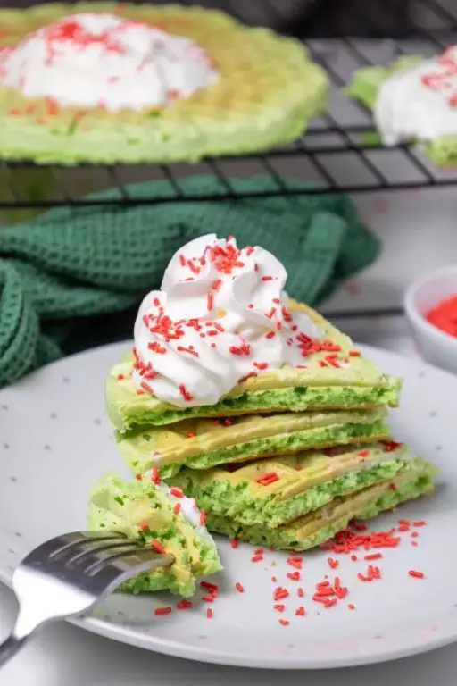 Grinch Waffles with Whipped Cream Topping
